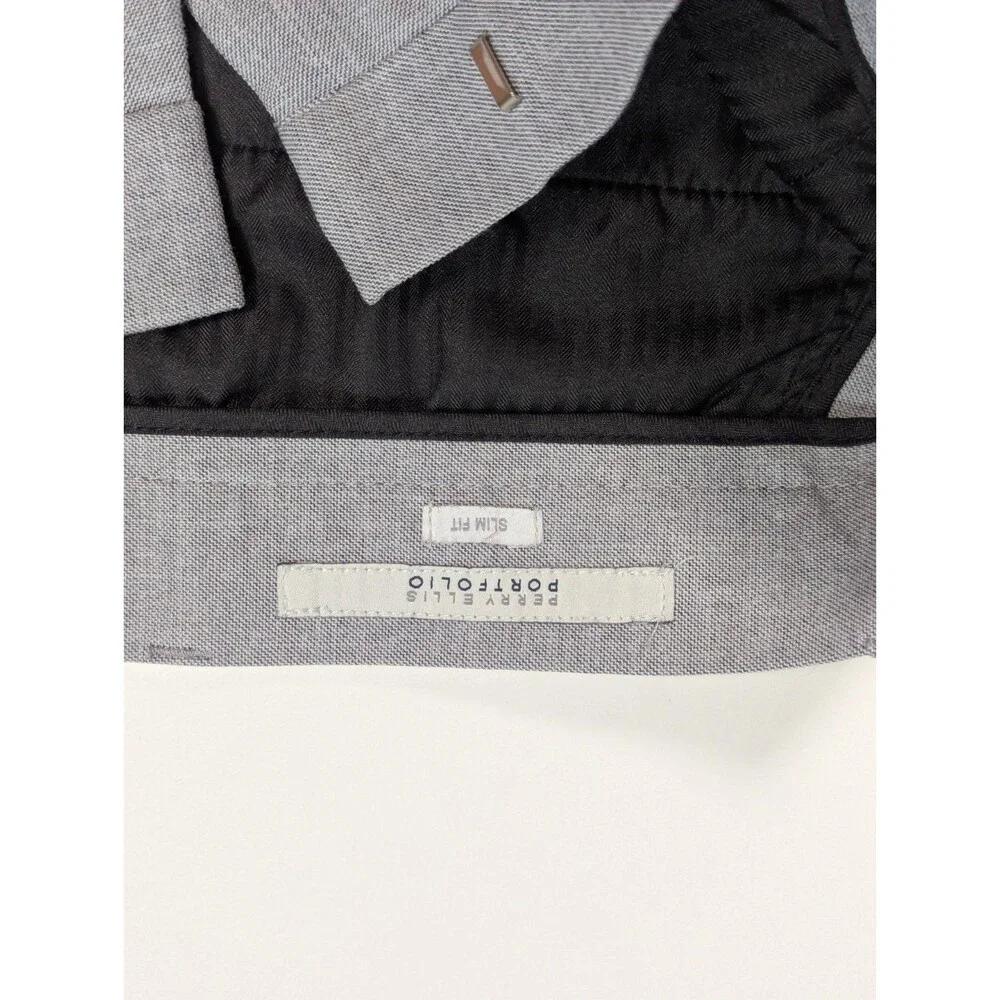 Perry Ellis Portfolio Mens Slim fit Dress Pants 30 / 32 Mid Gray Solid